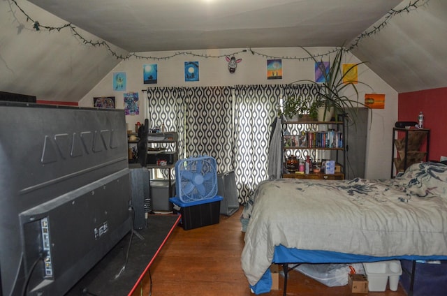 40 Chapel St, Augusta, ME 04330 - bedroom featuring vaulted ceiling and wood finished floors