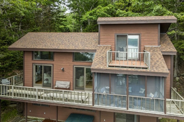 127 Appalachee Rd, Boothbay Harbor, ME 04538 - back of property with a balcony and a shingled roof