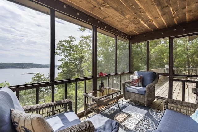 127 Appalachee Rd, Boothbay Harbor, ME 04538 - sunroom / solarium with a water view and healthy amount of natural light