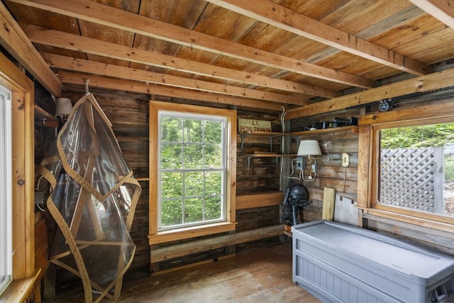 127 Appalachee Rd, Boothbay Harbor, ME 04538 - misc room with hardwood / wood-style floors, wood ceiling, and wood walls