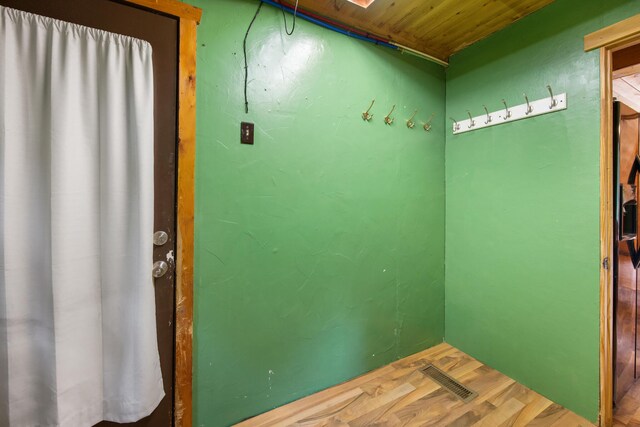 36 Palmer Rd, Etna, ME 04434 - doorway to outside featuring wooden ceiling and wood finished floors
