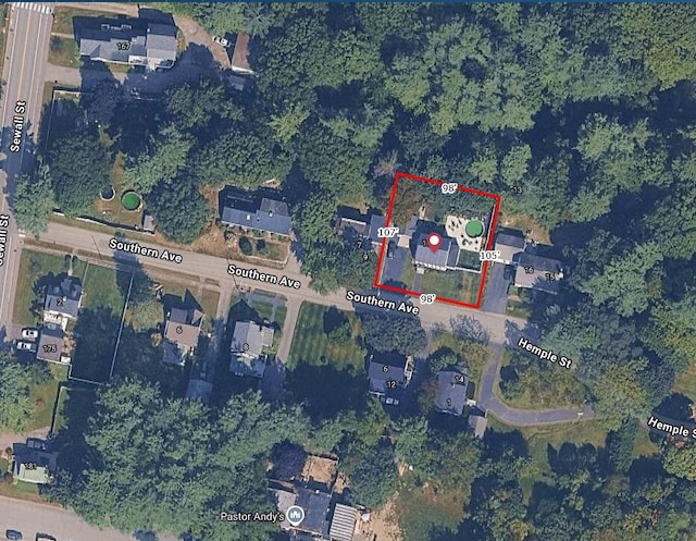11 Southern Ave, Augusta, ME 04330 - aerial map of property and surrounding area featuring property boundaries highlighted