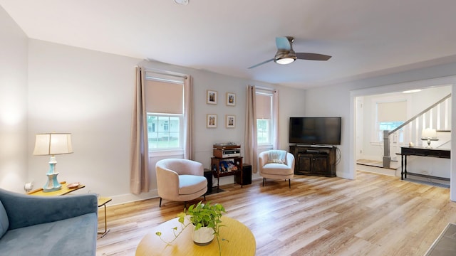 11 Southern Ave, Augusta, ME 04330 - living area with light wood-type flooring and a ceiling fan
