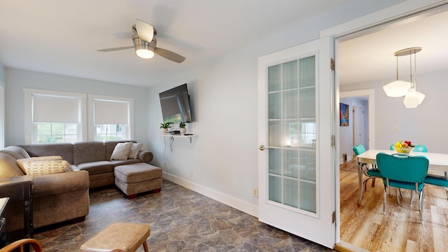 11 Southern Ave, Augusta, ME 04330 - living area featuring ceiling fan and baseboards