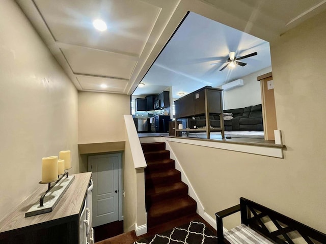 28 Kayla Way, Gorham, ME 04038 - stairway with a wall unit AC and ceiling fan