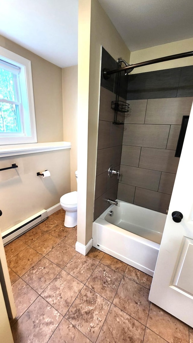 28 Kayla Way, Gorham, ME 04038 - full bath featuring a baseboard radiator, shower / tub combination, and tile patterned flooring