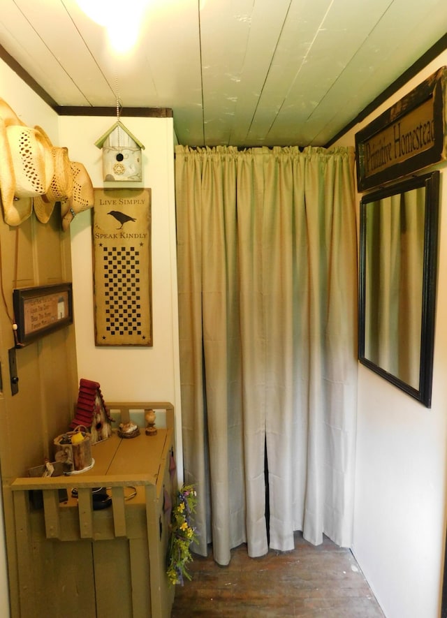 10 Liberty St, Dexter, ME 04930 - bathroom with wood finished floors and curtained shower