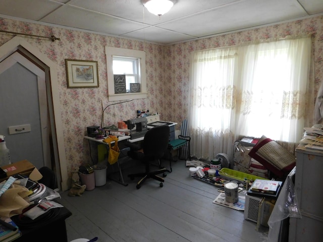 10 Liberty St, Dexter, ME 04930 - home office with wood-type flooring and wallpapered walls