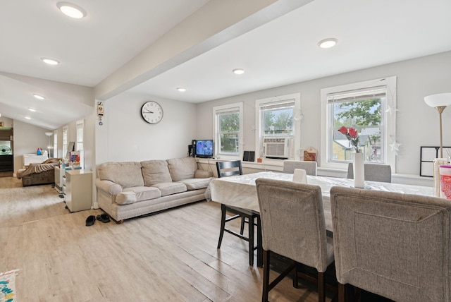 26 Cross St, Westbrook, ME 04092 - living area featuring wood finished floors, cooling unit, and recessed lighting