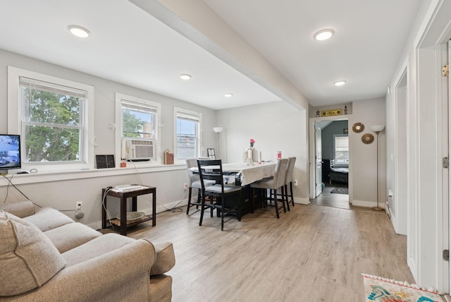 26 Cross St, Westbrook, ME 04092 - living area featuring wood finished floors, recessed lighting, and cooling unit