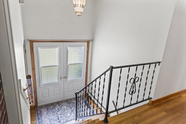 232 Augusta Rd, Topsham, ME 04086 - foyer entrance featuring wood finished floors and french doors