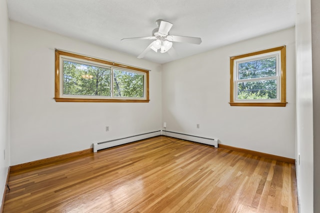 232 Augusta Rd, Topsham, ME 04086 - unfurnished room featuring light wood-style floors, a baseboard heating unit, and a ceiling fan