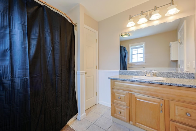 18 Wilson Dr, Westbrook, ME 04092 - full bathroom with tile patterned flooring, vanity, and a shower with shower curtain