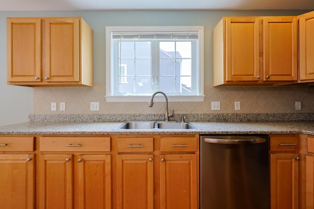 18 Wilson Dr, Westbrook, ME 04092 - kitchen with stainless steel dishwasher, backsplash, and light countertops