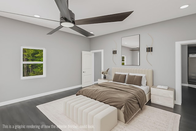 219 Outlook Rd, Woodstock, ME 04219 - bedroom featuring wood finished floors, recessed lighting, and a ceiling fan