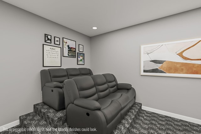 219 Outlook Rd, Woodstock, ME 04219 - carpeted cinema room featuring baseboards and recessed lighting