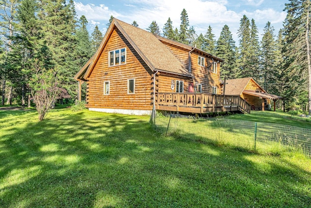 642 Mingo Loop Rd, Rangeley, ME 04970 - rear view of house with a deck and log exterior