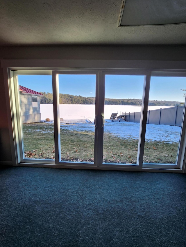 69 Scott Dr, Monmouth, ME 04259 - carpeted spare room featuring a water view and a textured ceiling