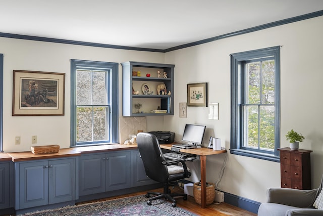 15 Winter St, Topsham, ME 04086 - office area featuring wood finished floors and ornamental molding