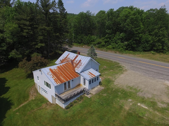 1039 Belfast Rd, Knox, ME 04986 - aerial view of property and surrounding area with a heavily wooded area