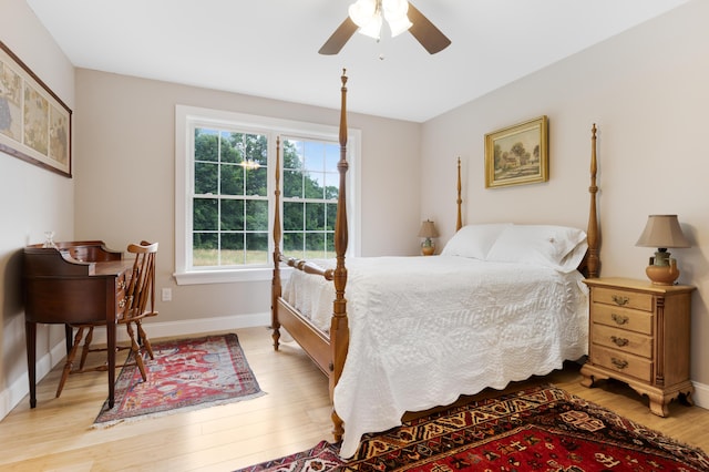 29 Folly Farm Rd, Lebanon, ME 04027 - bedroom featuring light wood-style flooring and ceiling fan