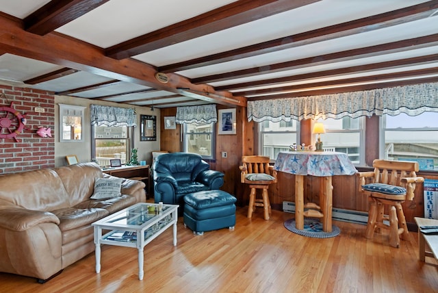 428 Eldridge Rd, Wells, ME 04090 - living area featuring wood finished floors and beam ceiling
