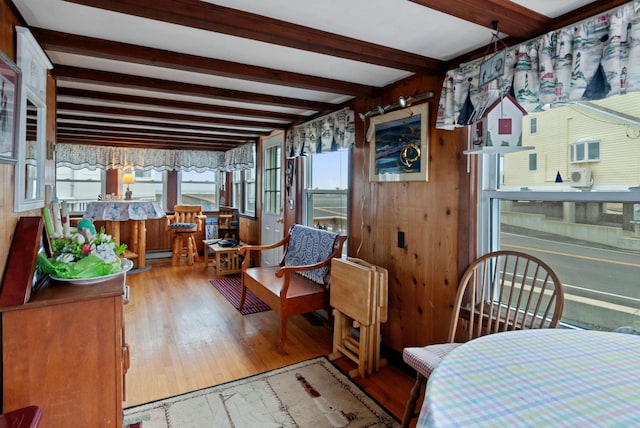 428 Eldridge Rd, Wells, ME 04090 - sunroom featuring beamed ceiling