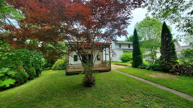 236 Birch St, Bangor, ME 04401 - view of green lawn featuring a wooden deck
