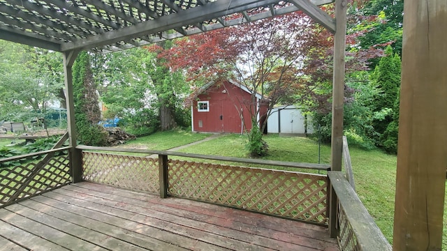 236 Birch St, Bangor, ME 04401 - deck with a shed, a pergola, and a yard