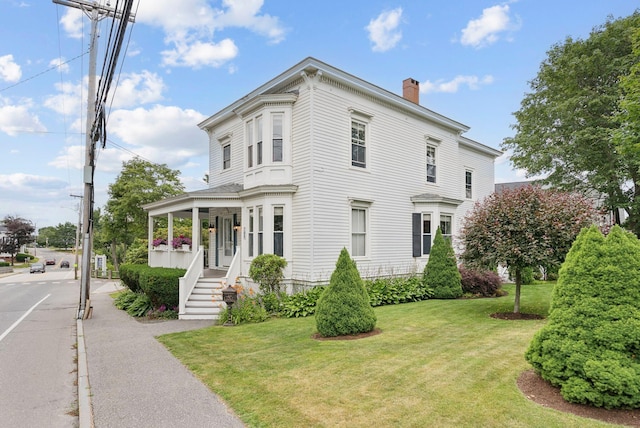 709 High St, Bath, ME 04530 - italianate house featuring a chimney and a front lawn