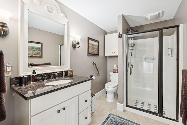 709 High St, Bath, ME 04530 - full bathroom featuring a shower stall, vanity, and tile patterned floors
