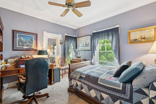 709 High St, Bath, ME 04530 - bedroom with carpet flooring, a desk, and a ceiling fan