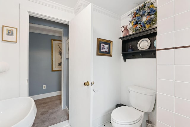 709 High St, Bath, ME 04530 - bathroom featuring toilet and ornamental molding
