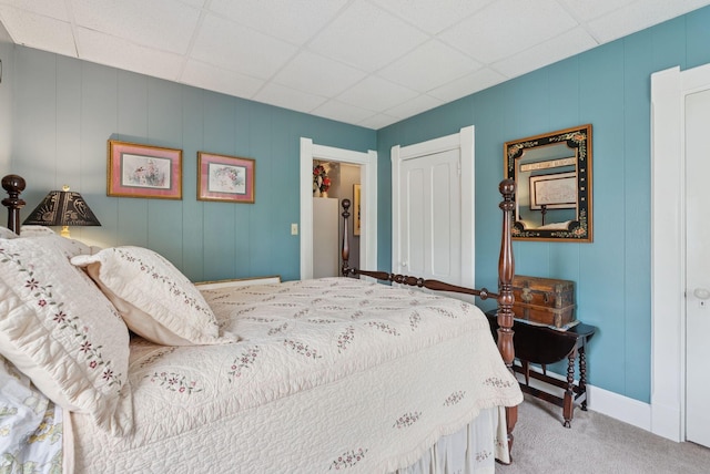 709 High St, Bath, ME 04530 - bedroom with carpet flooring, a paneled ceiling, and a closet