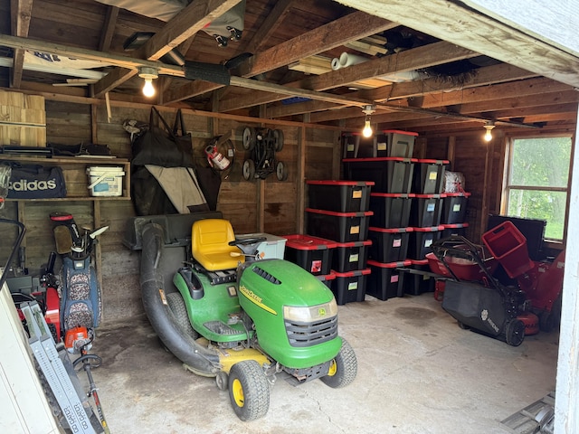 429 Rte 3, Palermo, ME 04354 - garage with wood walls