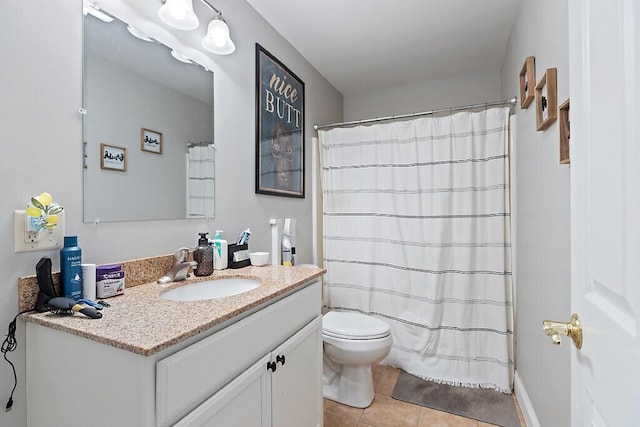 15 Fieldstone Dr, Augusta, ME 04330 - bathroom featuring vanity, tile patterned flooring, and a shower with shower curtain