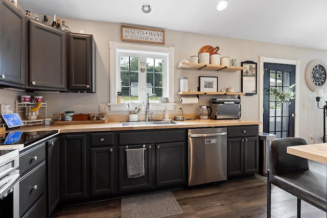 15 Fieldstone Dr, Augusta, ME 04330 - kitchen with stainless steel dishwasher, healthy amount of natural light, dark wood-style floors, light countertops, and recessed lighting