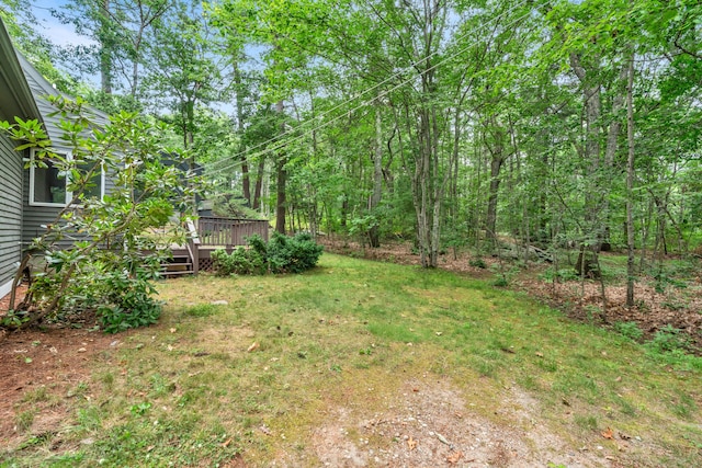 14 Pinewood Cir, Biddeford, ME 04005 - view of grassy yard with a wooden deck