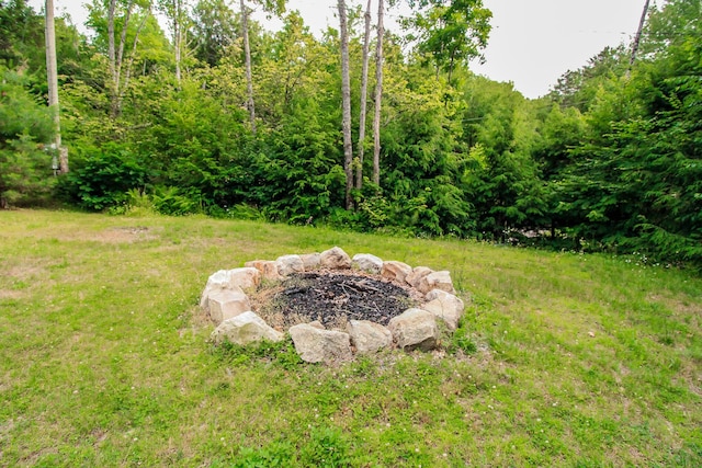 92 Cottage Shore Dr, Holden, ME 04429 - view of yard with an outdoor fire pit
