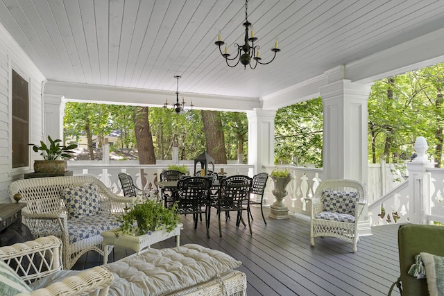 18 High St, Wiscasset, ME 04578 - wooden terrace with outdoor dining space