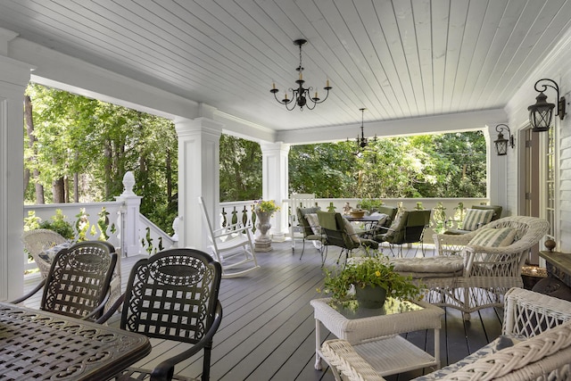 18 High St, Wiscasset, ME 04578 - wooden terrace featuring outdoor lounge area and outdoor dining area