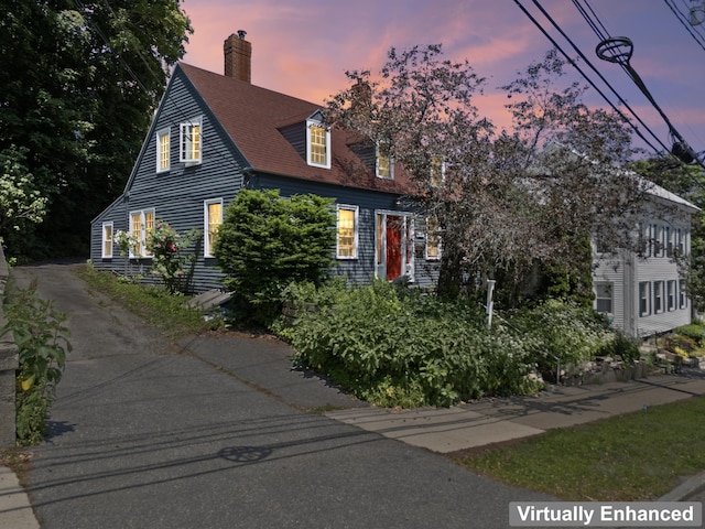141 Centre St, Bath, ME 04530 - view of front of home featuring a chimney and roof with shingles