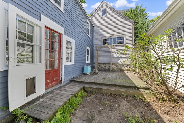 141 Centre St, Bath, ME 04530 - wooden deck featuring a pergola