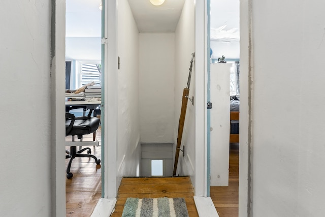 141 Centre St, Bath, ME 04530 - hall featuring hardwood / wood-style floors and an office area
