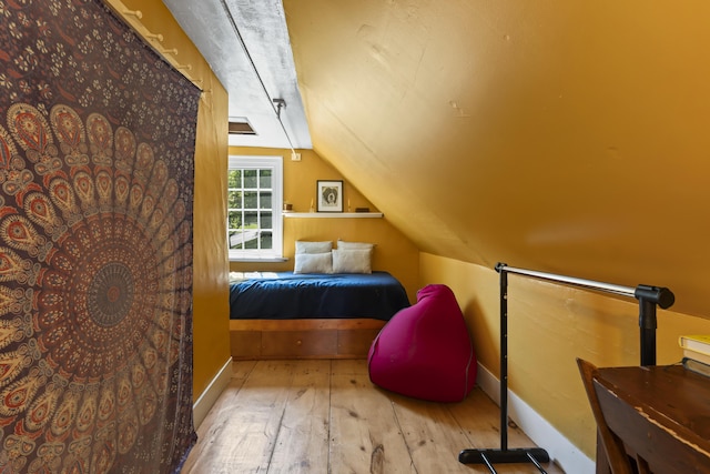 141 Centre St, Bath, ME 04530 - bedroom featuring hardwood / wood-style floors and vaulted ceiling