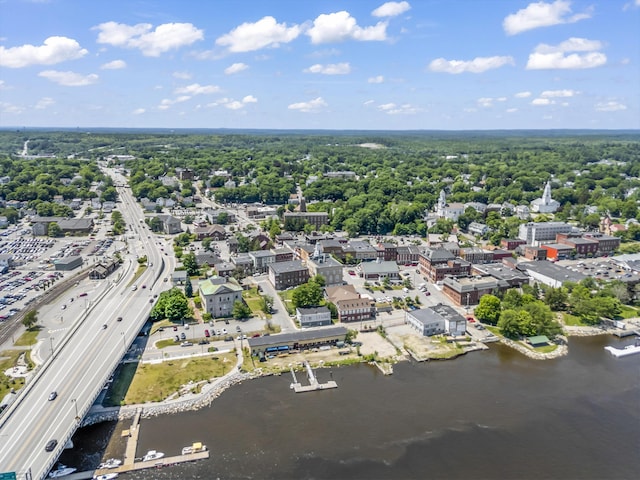 141 Centre St, Bath, ME 04530 - bird's eye view of a major roadway and a nearby body of water