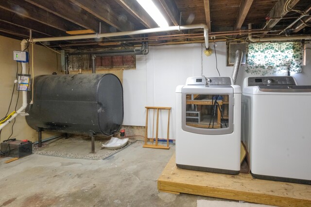 25 Oliver St, Bath, ME 04530 - unfinished below grade area with heating fuel and separate washer and dryer