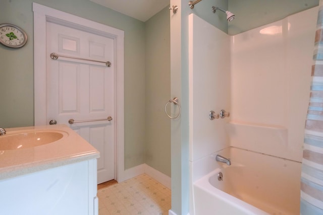 25 Oliver St, Bath, ME 04530 - full bathroom with tile patterned floors, shower / bath combination with curtain, and vanity
