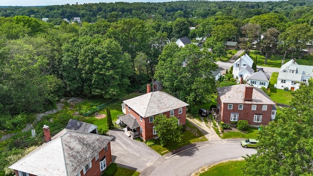 25 Oliver St, Bath, ME 04530 - aerial perspective of suburban area with a heavily wooded area