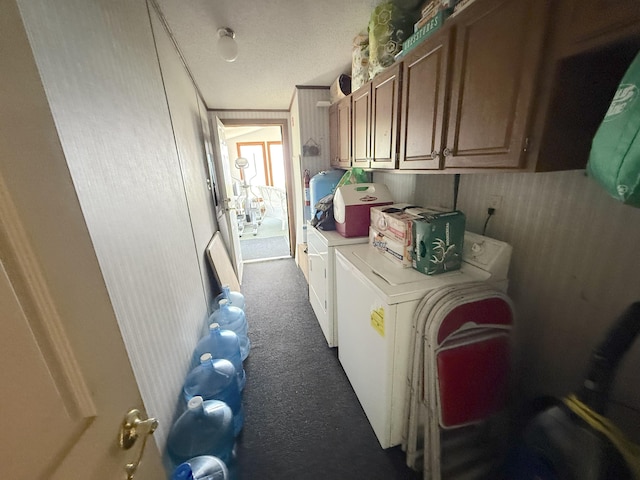 8 Bar Is, Tremont, ME 04674 - laundry area with washing machine and dryer, dark carpet, and cabinet space